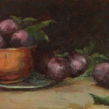 Painting titled "Purple plums" by Radosveta Zhelyazkova, Original Artwork, Oil