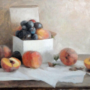 Peinture intitulée "Plums and peaches" par Radosveta Zhelyazkova, Œuvre d'art originale, Huile