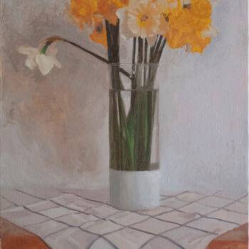 Peinture intitulée "Yellow daffodils in…" par Radosveta Zhelyazkova, Œuvre d'art originale, Huile