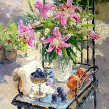 Pintura intitulada "Still life with lil…" por Radov, Obras de arte originais