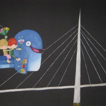 Peinture intitulée "Bukvar most na Adi" par Predrag Radovanovic, Œuvre d'art originale, Huile