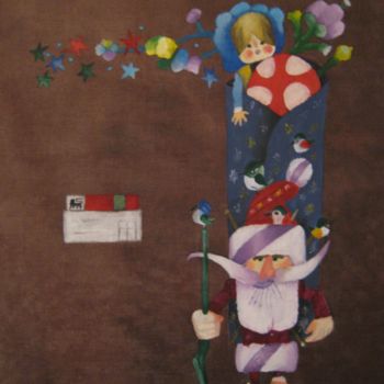 Peinture intitulée "Bukvar happy new ye…" par Predrag Radovanovic, Œuvre d'art originale, Huile