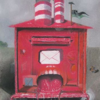 Desenho intitulada "Mailbox" por Predrag Radovanovic, Obras de arte originais, Pastel