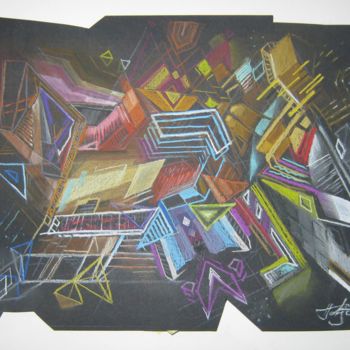 Dessin intitulée "Abstract B brown" par Predrag Radovanovic, Œuvre d'art originale, Pastel