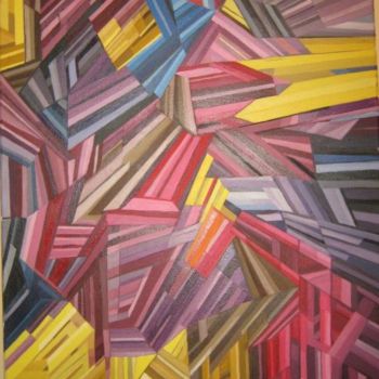 Картина под названием "Abstract red,yellow…" - Predrag Radovanovic, Подлинное произведение искусства, Масло