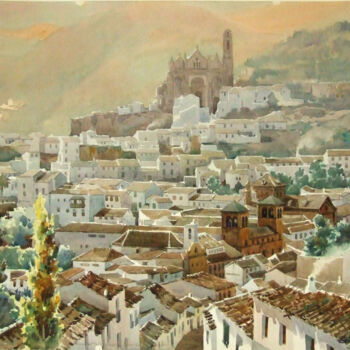 Pintura intitulada ""Antequera, Málaga"…" por Rafael Gurrea Sánchez, Obras de arte originais, Aquarela