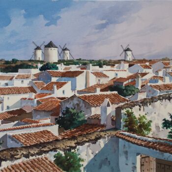 Painting titled ""La Mancha", obra d…" by Rafael Gurrea Sánchez, Original Artwork, Watercolor