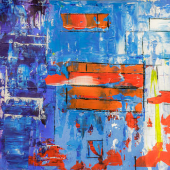 Painting titled "Blue/Orange" by Rafael Ayala, Original Artwork, Acrylic