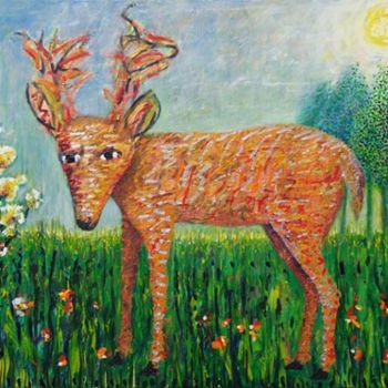 Peinture intitulée "Deer" par Rafael Gallardo, Œuvre d'art originale