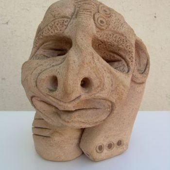 Sculpture titled "cabeza azteca" by Piedehierro., Original Artwork