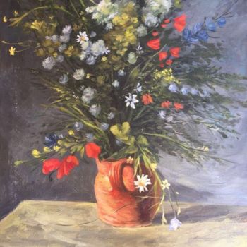 Painting titled "Field flowers" by Constantine, Original Artwork, Oil