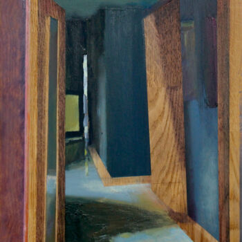 Peinture intitulée "Blue interior" par Rafał Labijak, Œuvre d'art originale, Huile
