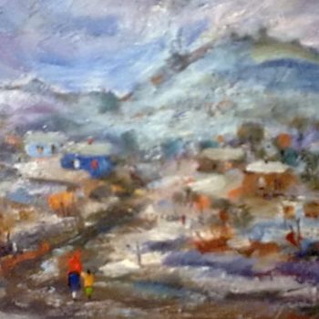 Painting titled "Kış peyzajı" by Yok, Original Artwork, Oil