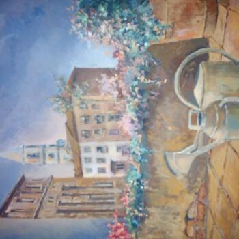 Pittura intitolato "dietro la terrazza" da Raffaella Volpiano, Opera d'arte originale