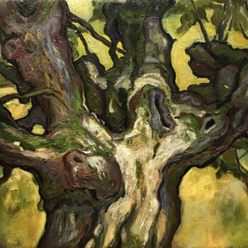 Painting titled "''Tree''2" by Raffi Ghazaryan, Original Artwork, Oil Mounted on Wood Stretcher frame