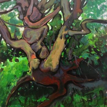 Painting titled "''The tree''" by Raffi Ghazaryan, Original Artwork, Acrylic Mounted on Wood Stretcher frame