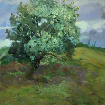 제목이 ""Evening wind''"인 미술작품 Raffi Ghazaryan로, 원작, 기름 나무 들것 프레임에 장착됨