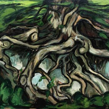 Schilderij getiteld ""Protruding roots''" door Raffi Ghazaryan, Origineel Kunstwerk, Acryl