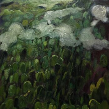 Painting titled "''Cloudy day'''" by Raffi Ghazaryan, Original Artwork, Oil Mounted on Wood Stretcher frame