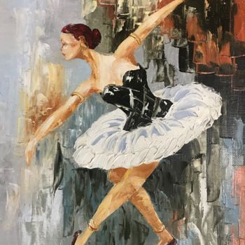 Painting titled "Ballerina (30x40cm,…" by Raffik Qeshishyan, Original Artwork, Oil Mounted on Wood Stretcher frame