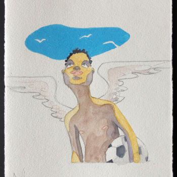 Painting titled "Habana Angel 1" by Raffu, Original Artwork, Watercolor