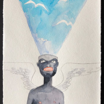 Painting titled "Habana Angel 2" by Raffu, Original Artwork, Watercolor