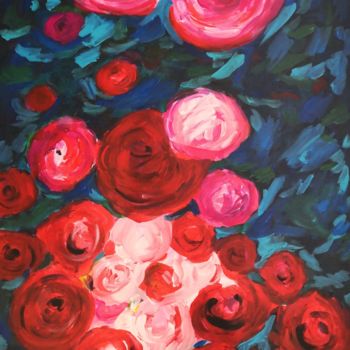 Malerei mit dem Titel "Acryl Kunst Blumen" von Rafiart, Original-Kunstwerk, Acryl