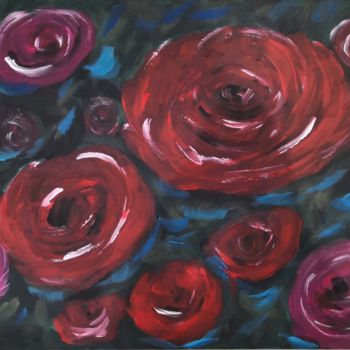 Painting titled "Acryl Kunst Blumen" by Rafiart, Original Artwork, Acrylic