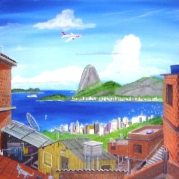 Pintura titulada "Favela Arte" por Ricardo Alves Ferreira Raf, Obra de arte original, Oleo