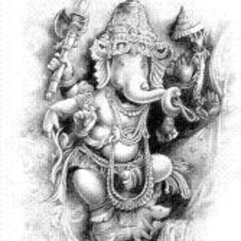 Drawing titled "Ganesha" by Raghupathi Rao, Original Artwork