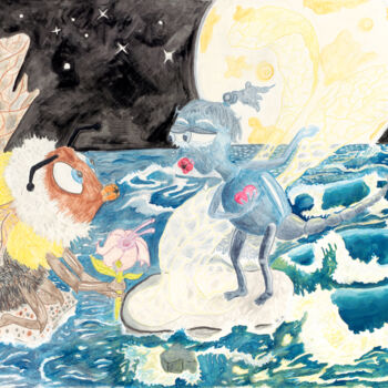"Hummel und Libelle…" başlıklı Tablo Agnia Werbitzky tarafından, Orijinal sanat, Suluboya