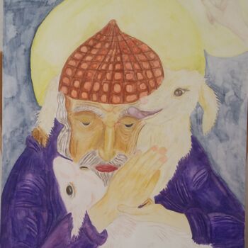 Painting titled "Holy Spyridon, cont…" by Agnia Werbitzky, Original Artwork, Watercolor
