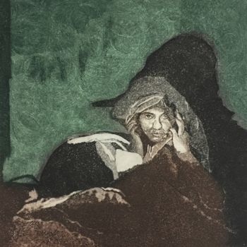 Incisioni, stampe intitolato "DEUIL" da Rahma Neili, Opera d'arte originale, incisione