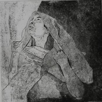 Incisioni, stampe intitolato "Prière" da Rahma Neili, Opera d'arte originale, incisione