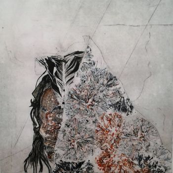 Printmaking titled "MORT" by Rahma Neili, Original Artwork, Collagraphy