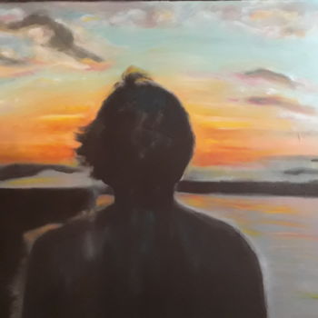 Peinture intitulée "Coucher de soleil" par Mona Louise, Œuvre d'art originale, Huile