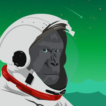 Digital Arts titled "Space chimp" by Rahul Bhagat, Original Artwork, 2D Digital Work