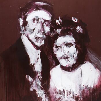 Peinture intitulée "Marriage Rouge" par Rai Escale, Œuvre d'art originale, Acrylique