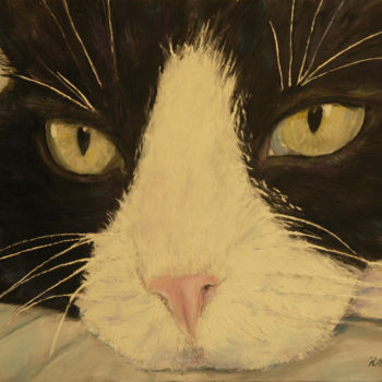 Schilderij getiteld "Sissi Cat 3" door Raija Merilä, Origineel Kunstwerk, Olie