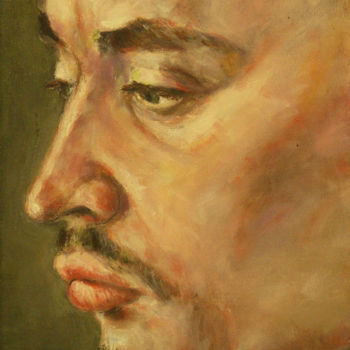 Schilderij getiteld "Portrait of Tapio" door Raija Merilä, Origineel Kunstwerk, Olie