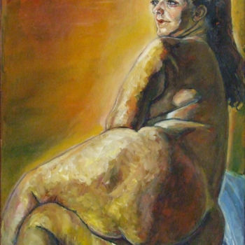Peinture intitulée "Naked Irja" par Raija Merilä, Œuvre d'art originale, Huile