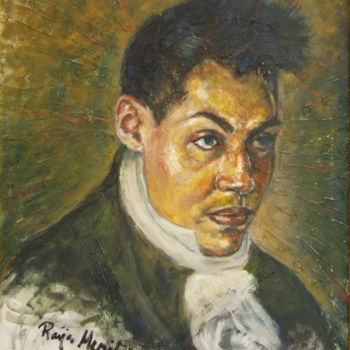 Malerei mit dem Titel "Portrait of Jesse" von Raija Merilä, Original-Kunstwerk, Öl