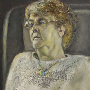 Painting titled "Portrait of Grandma…" by Raija Merilä, Original Artwork, Oil