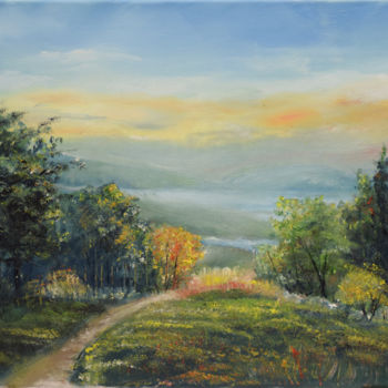 Painting titled "Landscape from Croa…" by Raija Merilä, Original Artwork, Oil