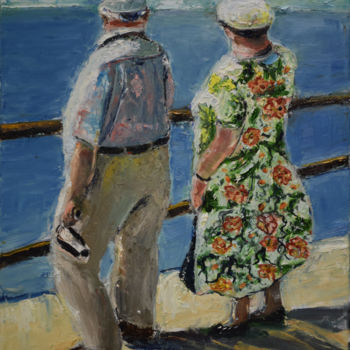 Painting titled "American Tourists V…" by Raija Merilä, Original Artwork, Oil