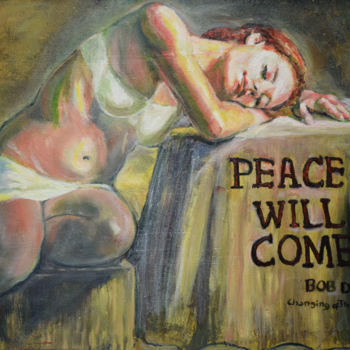 Painting titled "Peace Will Come" by Raija Merilä, Original Artwork, Oil