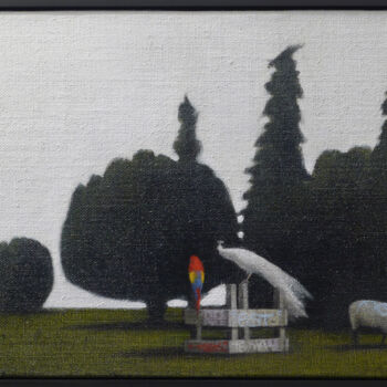 Painting titled "Park" by Raimo Bergt, Original Artwork, Acrylic Mounted on Wood Panel