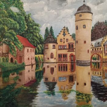 Painting titled "Schloss Mespelbrun" by Rainer Schmitt, Original Artwork, Oil