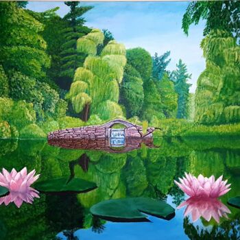 Painting titled "Waldsee" by Rainer Schmitt, Original Artwork, Acrylic