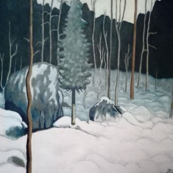 Peinture intitulée "First Snow" par Raimo Rautio, Œuvre d'art originale, Huile